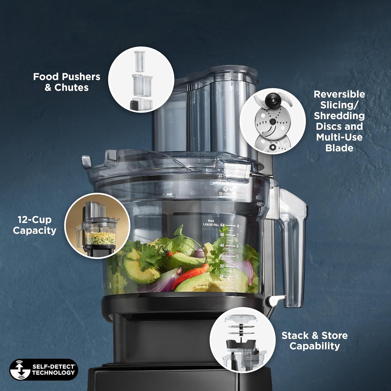 imageVitamix Ascent X4 Gourmet SmartPrep Kitchen System ProfessionalGrade Blender StainlessSteel Blades 12Cup Food Processor Attachment with 4 Discs 48 Oz Blender Container Black