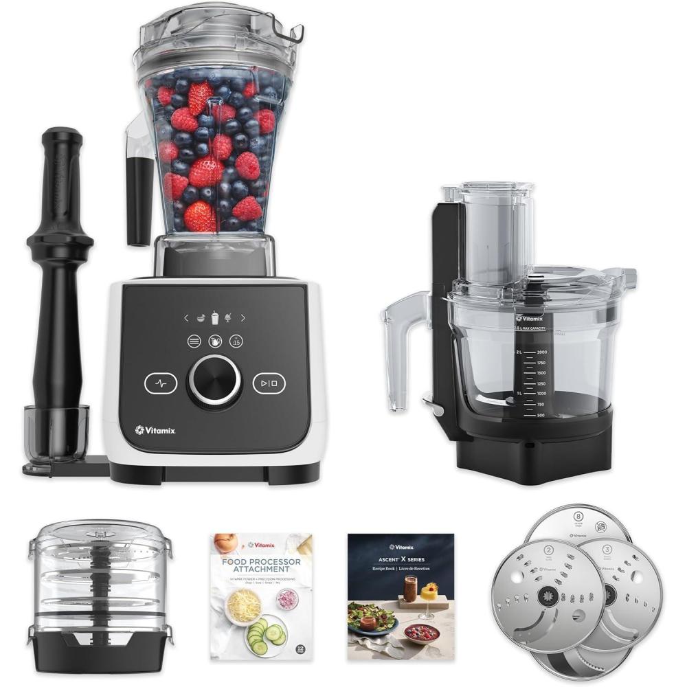 imageVitamix Ascent X4 Gourmet SmartPrep Kitchen System ProfessionalGrade Blender StainlessSteel Blades 12Cup Food Processor Attachment with 4 Discs 48 Oz Blender Container Black