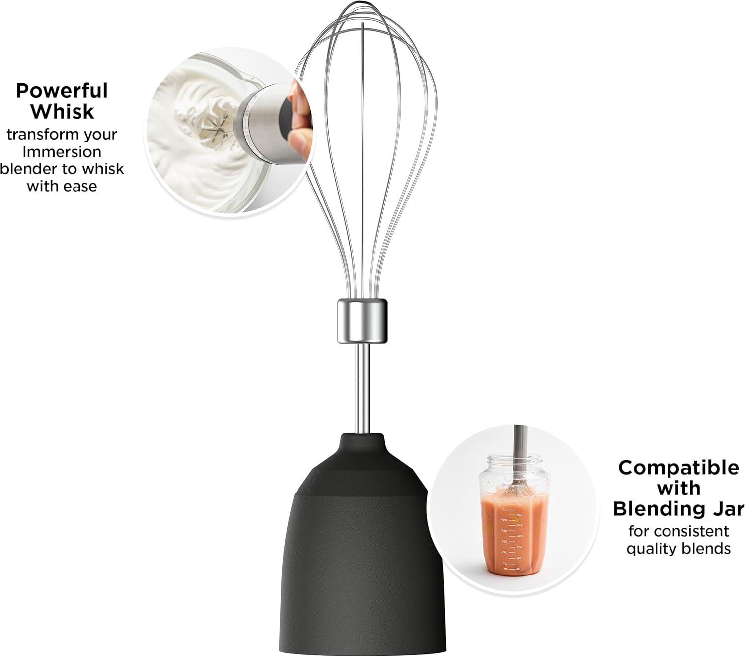 imageVitamix 5Speed Immersion Blender 5Piece Bundle 625Watt Motor OneHanded Operation 5 ft cord includes MiniChopper Blending Jar Whisk Attachment amp Storage Case Stainless SteelBlack