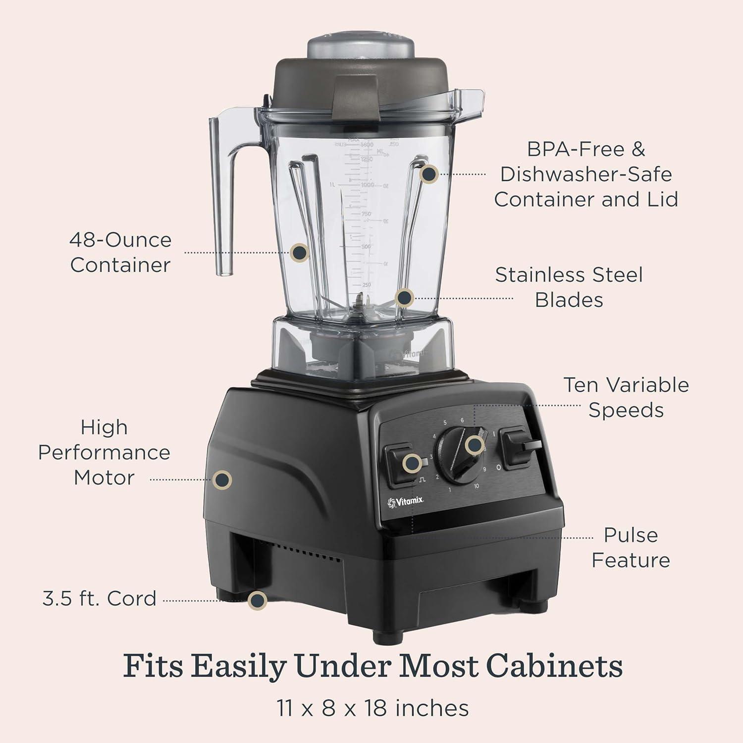 imageVitamix Explorian Series E310 Blender Aer Disc Container Bundle ProfessionalGrade 48ounce Container Variable Speed Control Black