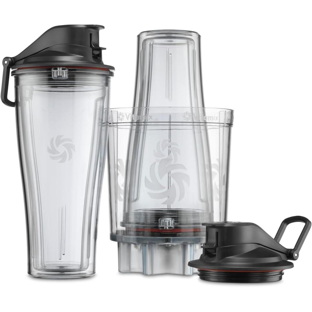 imageVitamix Personal Cup Adapter BPAFree DishwasherSafe Two 20Ounce Blender Cups Two Lids and One Blender Adapter with StainlessSteel Blades20 fl oz