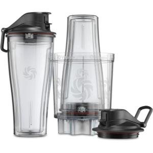 Vitamix Personal Cup Adapter, BPA-Free, Dishwasher-Safe, Two 20-Ounce Blender Cups, Two Lids, and One Blender Adapter with Stainless-Steel Blades(20 fl oz)